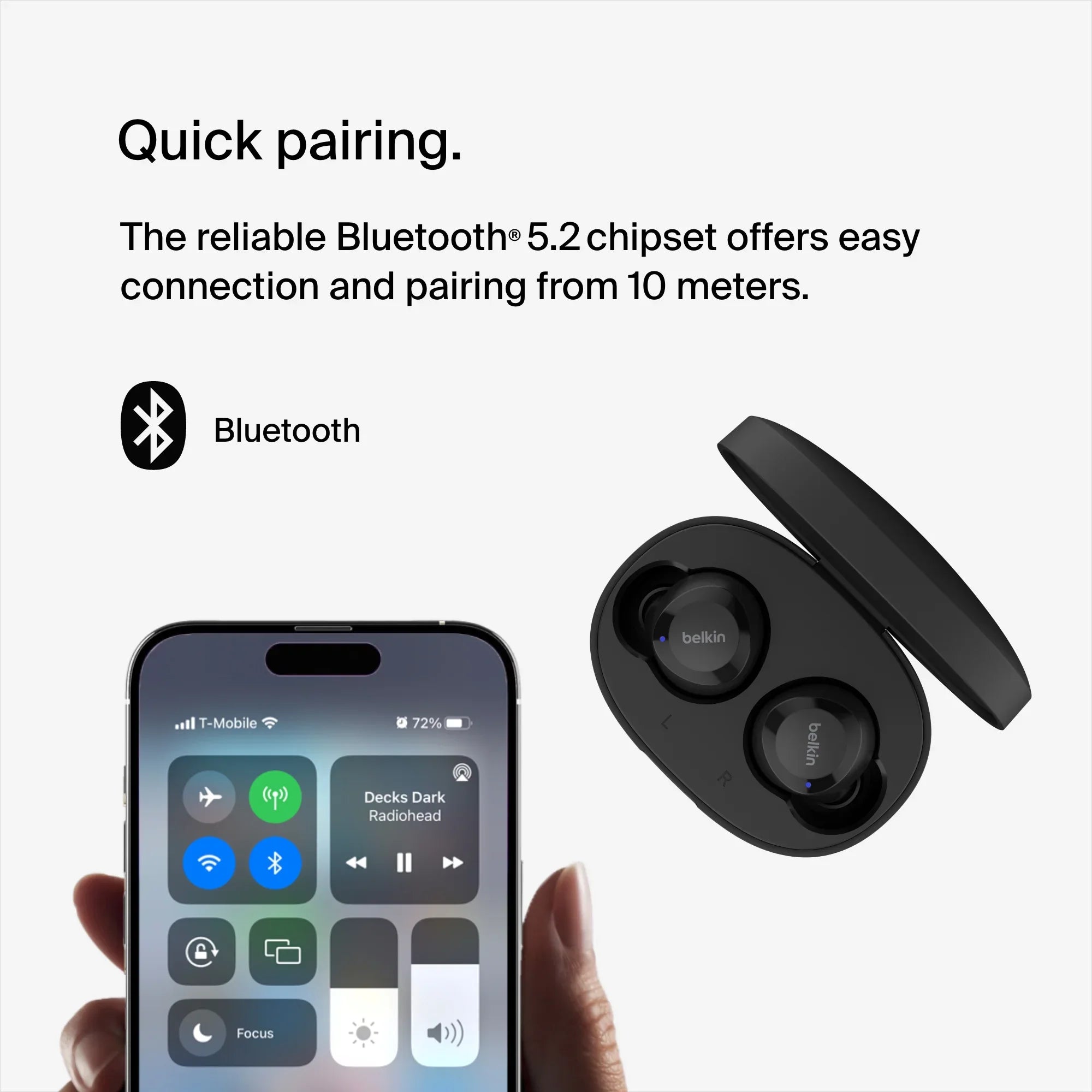 Bolt, Sweat IPX5 USB-C, to Wireless Water and Hours Wireless Resistant, Black Life Up Battery Belkin 28 Charging, - Earbuds, of True SOUNDFORM