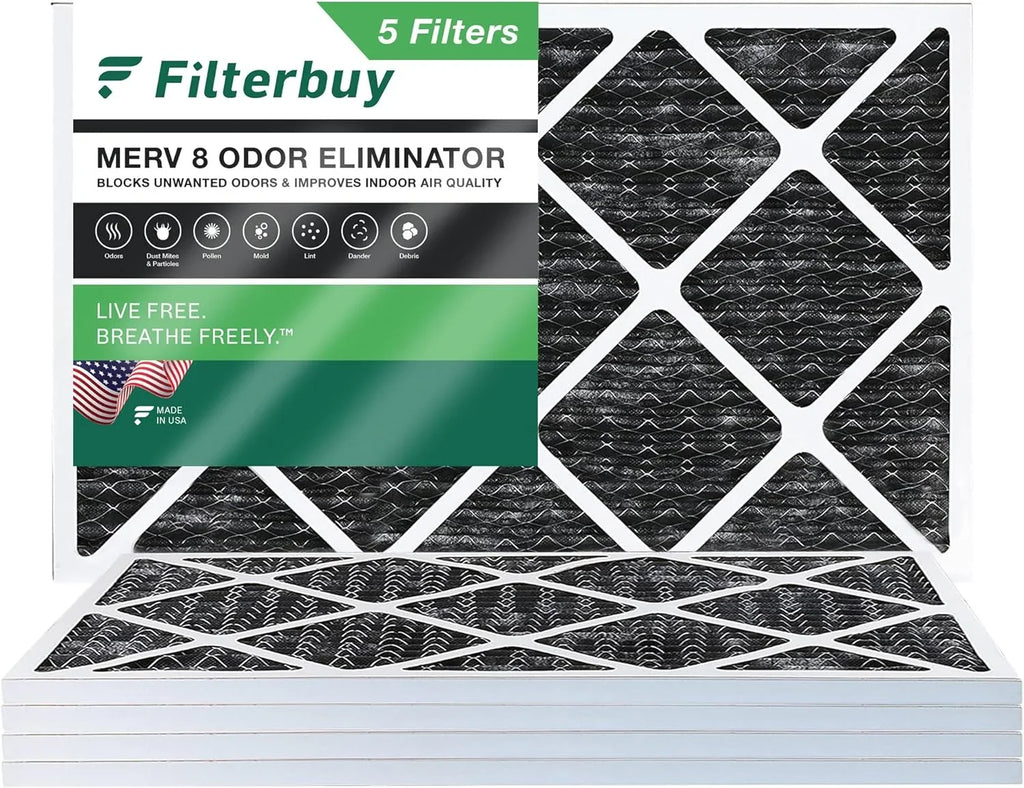 Filters Eliminator Activated AC Furnace Filterbuy Odor 16x30x1 Carbon MERV with HVAC 8 Air (5-Pack) Pleated