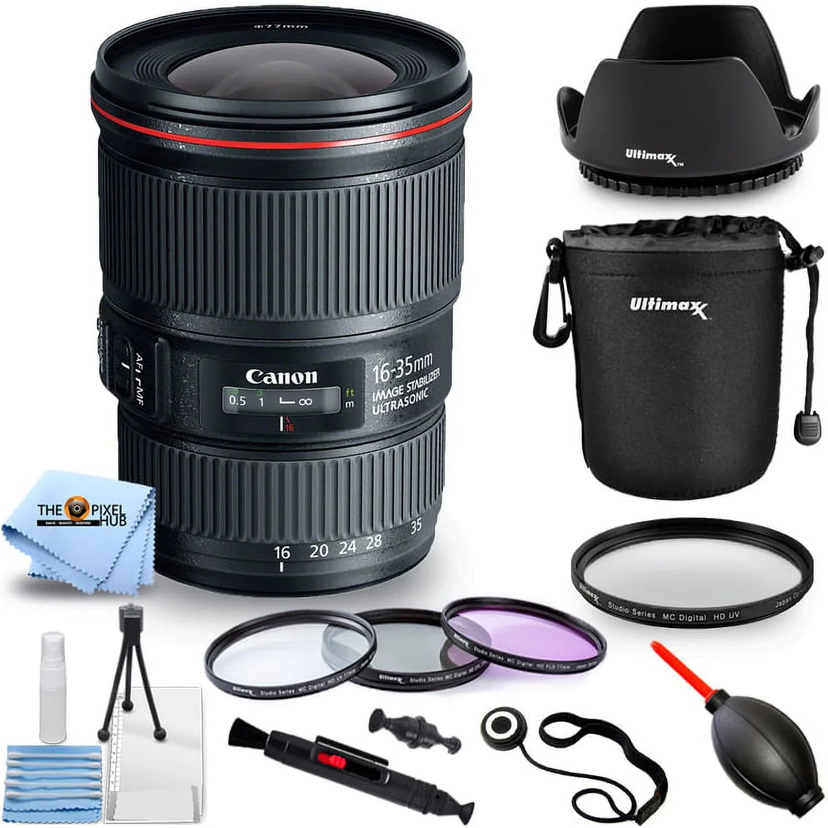 Lens, 16-35mm and Tulip Pro Filter Kit, Canon Keeper Cap Pouch, Bundle Lens Hood Lens EF IS Lens Includes: - More USM f/4L
