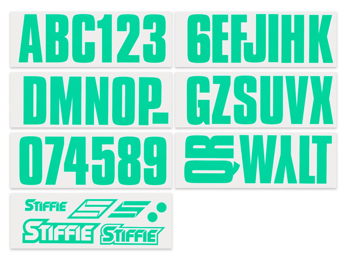 PWC Kit 3" Alpha-Numeric STIFFIE Boats Identification Uniline Custom SeaFoam Watercraft Numbers Marine Green for & Stickers Decals Registration Letters Personal &