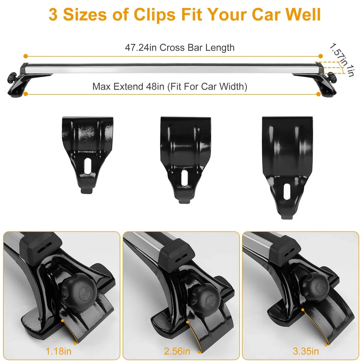 with Fit Without Roof Capacity for Rack Side Roof Car Most 47.24in Vehicle 165LBS Aluminum Wagon Rail Crossbars Cargo Car iMounTEK Roof Rack Carrier