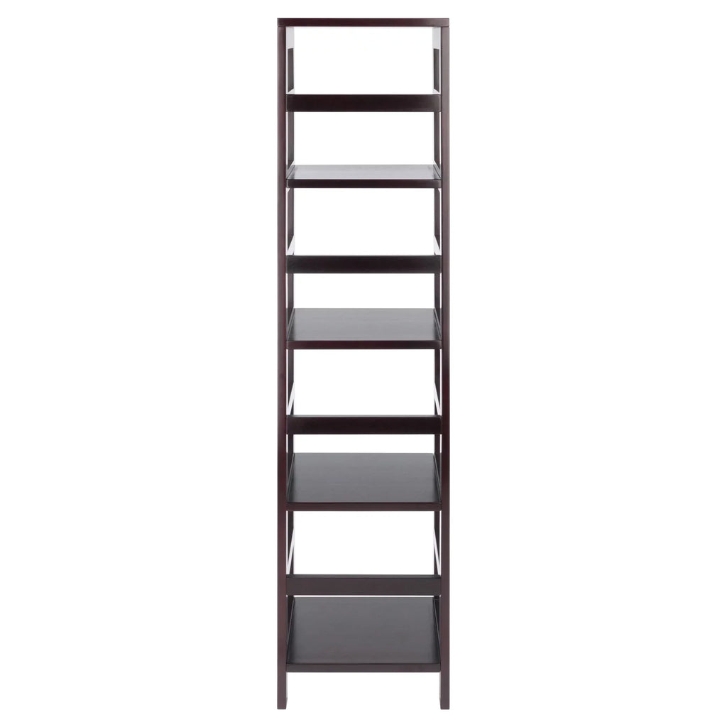 & Espresso Narrow Capri Finish Foldable Set, Wood Black Shelf 5-Pc 4 Fabric Winsome Baskets,