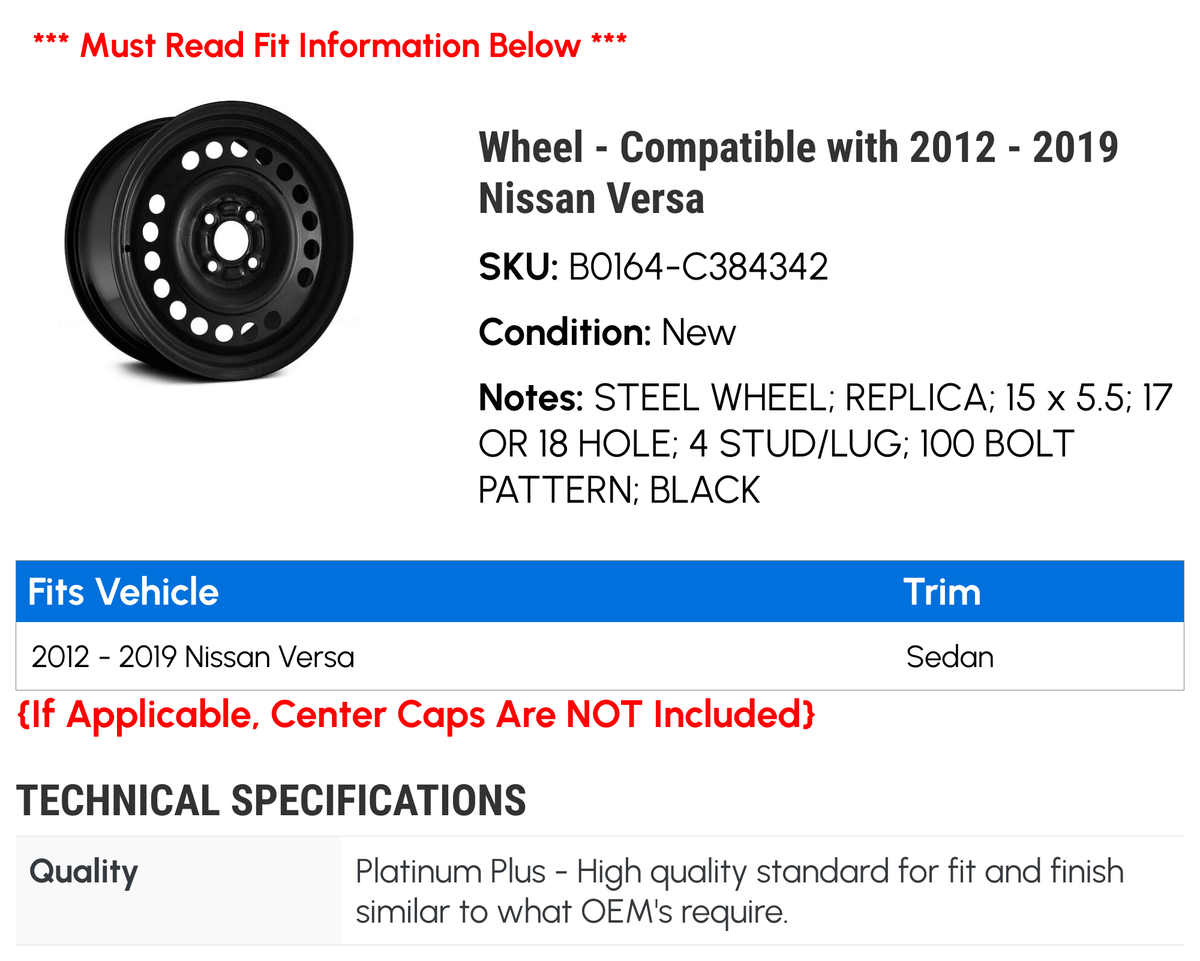 2015 - Nissan 2013 2014 - Wheel 2017 2012 2019 2016 with Compatible 2018 Versa
