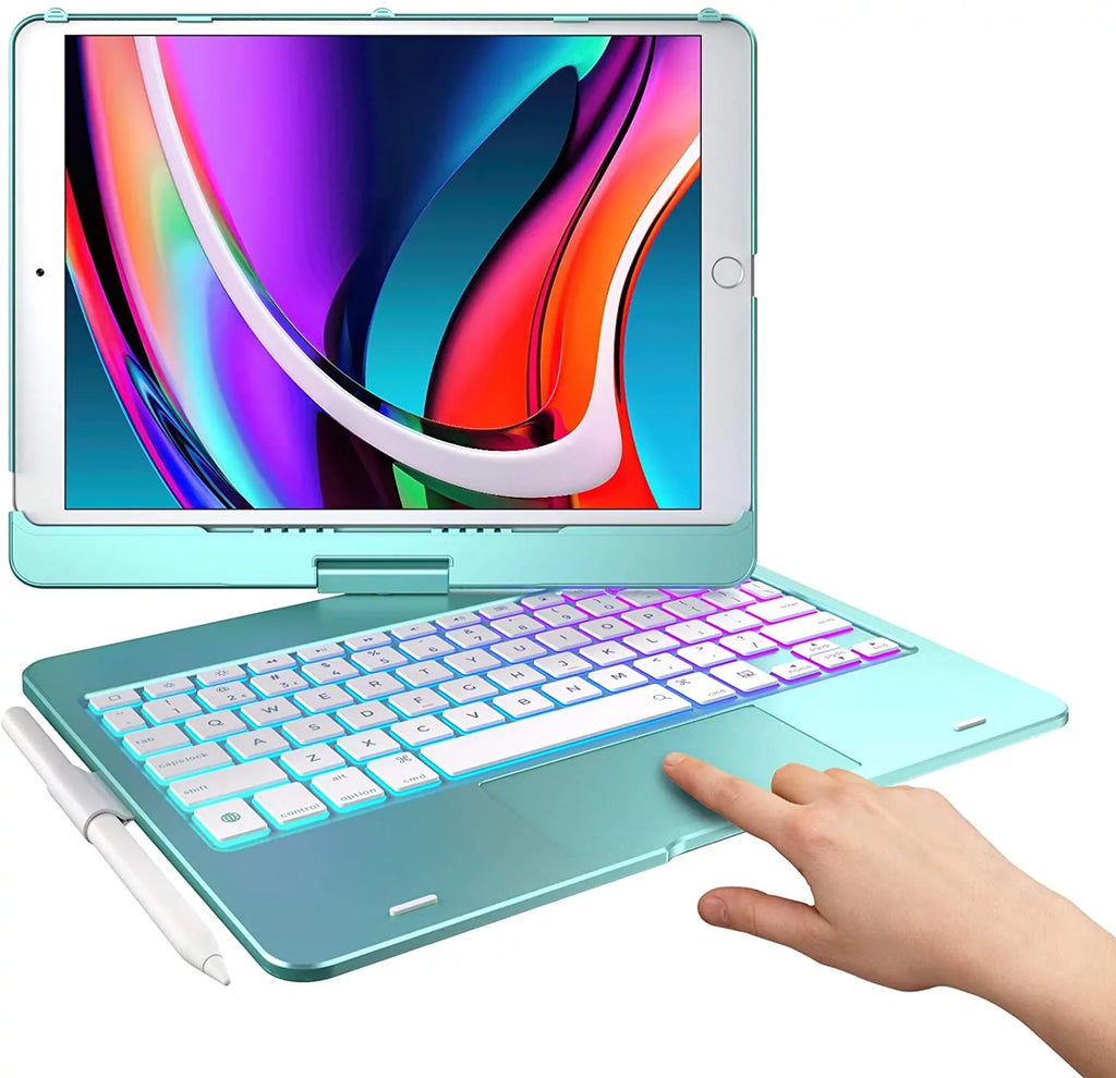 Trackpad 10.5, iPad Gen, (Seafoam) 8th Holder Keyboard Air Generation with Slim Pencil Cover Protective 3, with (2020), Pro Generation Wireless (2021), Typecase Backlit 7th for 9th Case 10.2-inch iPad
