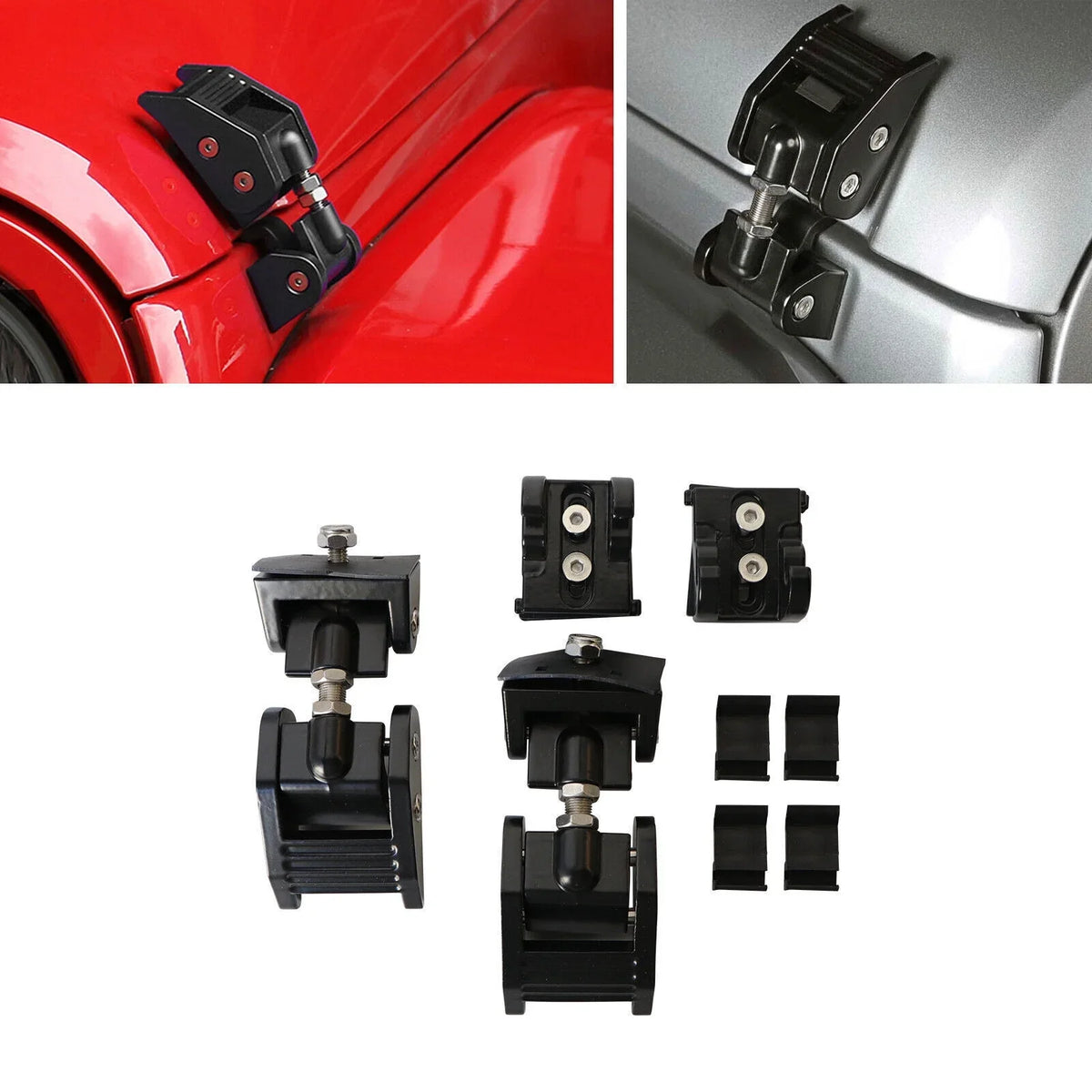 Secure Pack Latch 07-18 2 Onemayship Vehicle Catch Wrangler Hood Protection-Black for US Jeep Front JK Lock