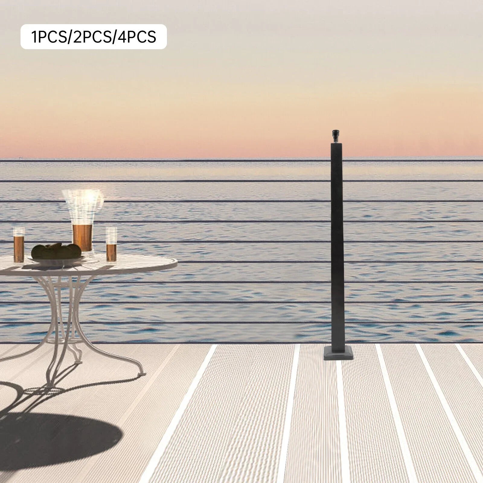 Level Concrete 36"*2"*2" Adjustable Top Wood Line Level Railing Steel drilled Post Finish Post Mount Deck Cable Black Post Stainless Level Top