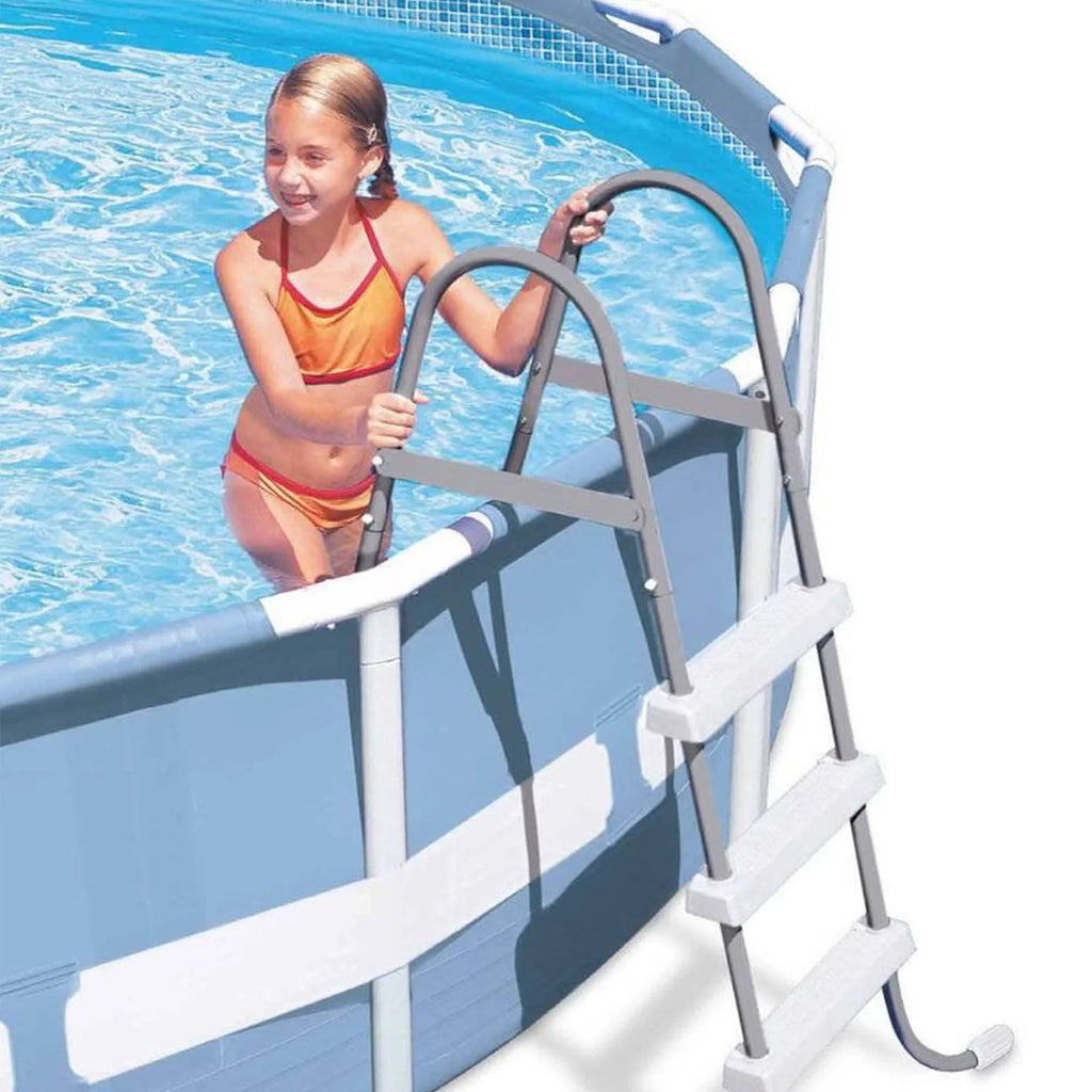 Protective Ladder Frame Mat Pool + 42-Inch Ground Ladder Pool Steel Intex Above