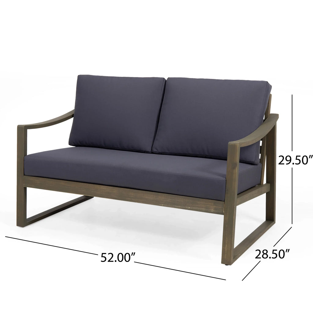 Dark Studio GDF Cushions, Acacia 4 Gray Wood Set Johnlucas and Seater with Gray Outdoor Chat