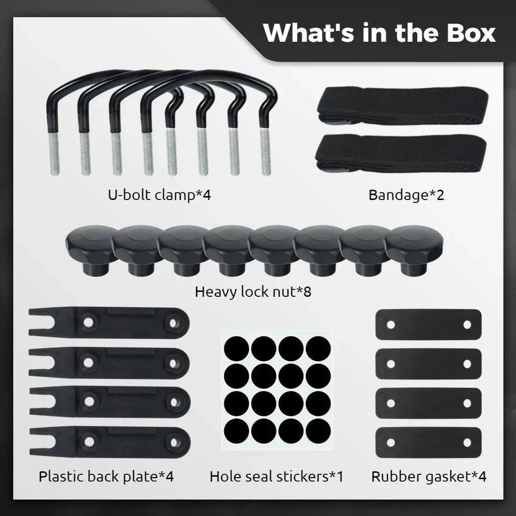 4 Mounting Box Rack Car Bolts, Kit, 8 Rooftop Clamps, Universal Width Cargo Van Fitting PCS 85mm Metal Internal Carrier U-Bolt with Clips Roof Nuts U-Bracket Lock