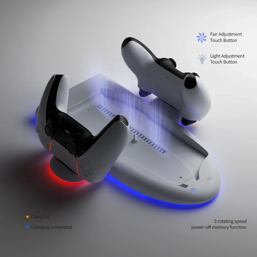 Cooling Console Controller PS5 Station For Cooling Base For Accessories PS5 Slim, Charging RGB with Fast Controller Stand Charger Dual Light