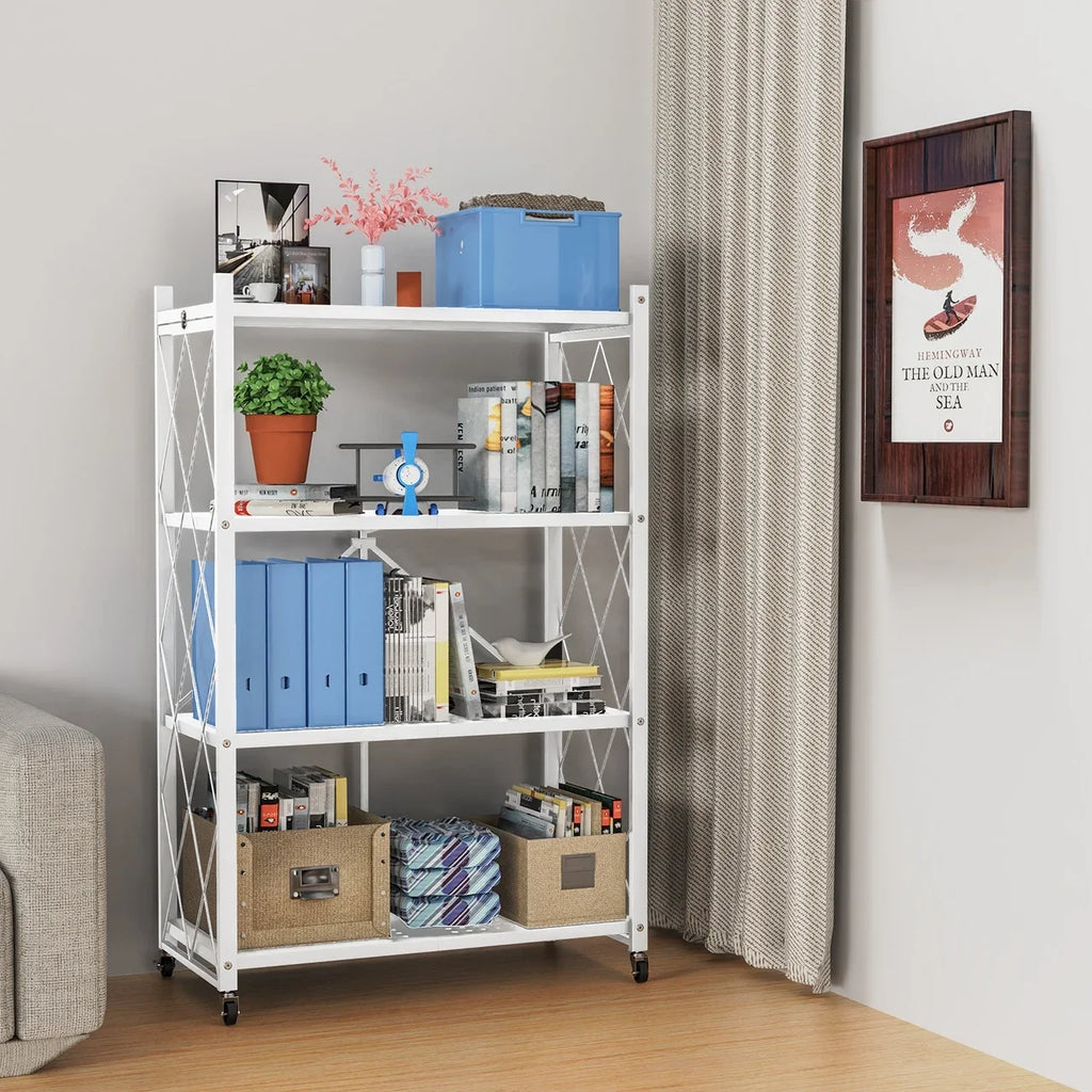 QRInnovations Heavy Duty Tier Modern Style White Shelving Storage Metal Rack 3/4