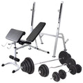 vidaXL 264.6 Weight and Set Barbell Rack; Bench Dumbbell Workout lb with