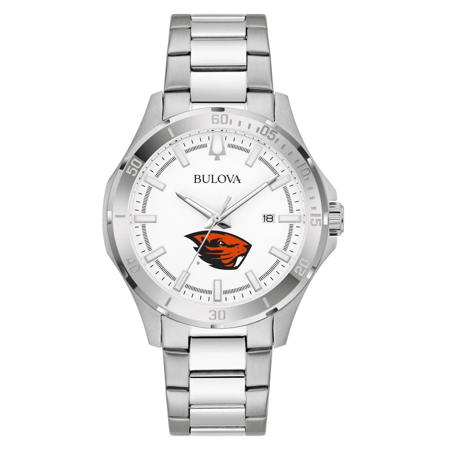 Beavers Stainless Silver Men's Steel Bulova Watch Oregon Classic Sport State