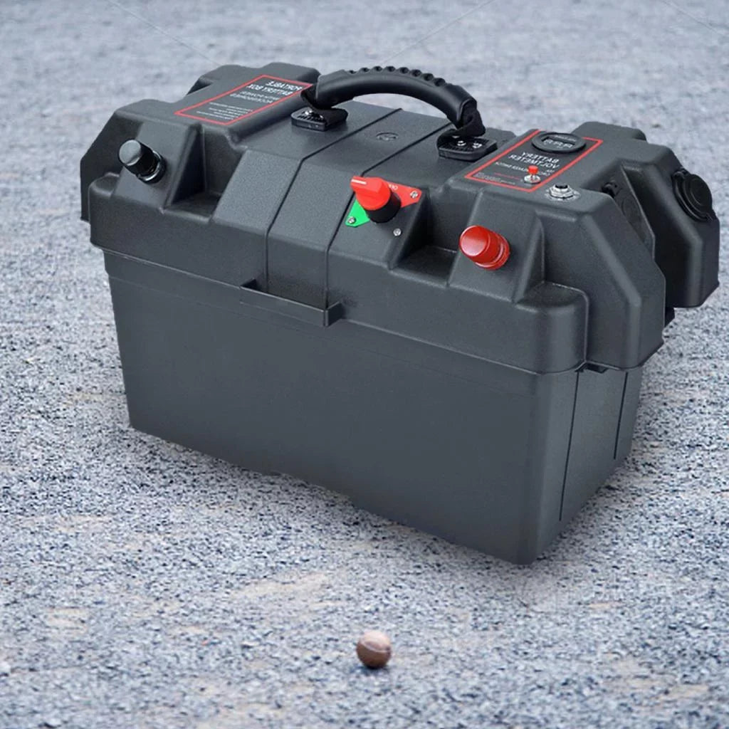 Battery Motor Battery Carrier Trailer Batteries Battery Box Travel Waterproof Dual Box USB SUV Motor RV for Trolling ATV Ports Box Car