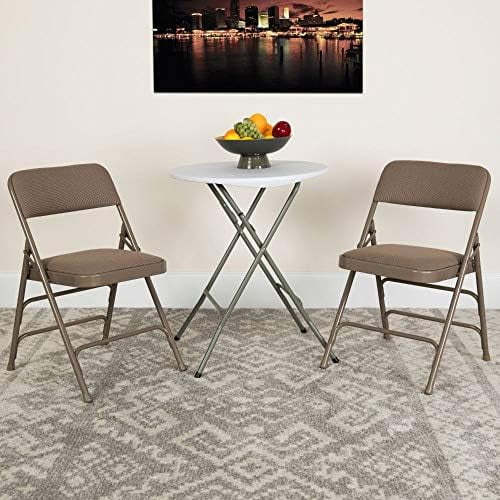 HERCULES Folding Chair & Series Metal Braced Hinged Fabric Pack Triple Curved 4 Double Beige