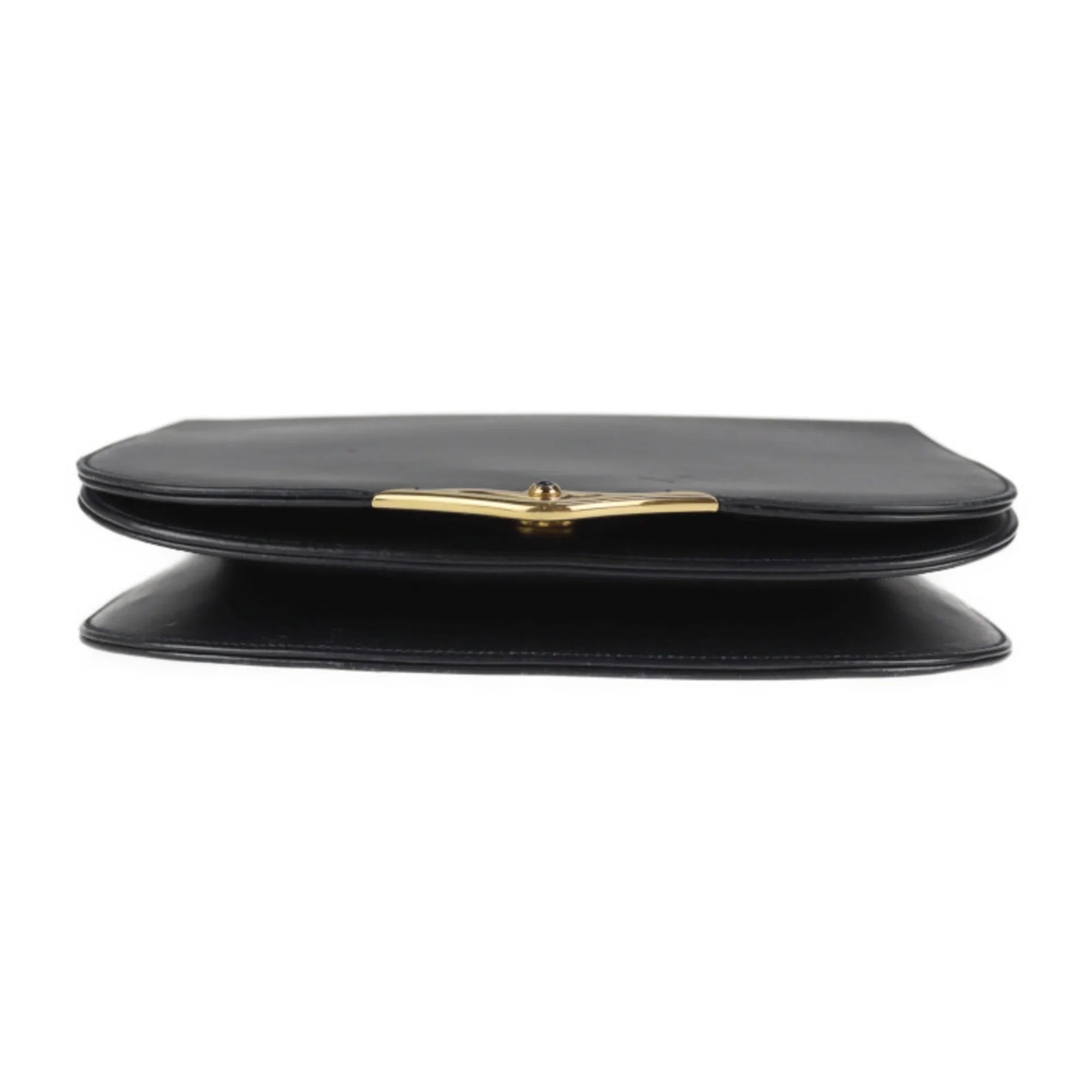 CARTIER 2WAY sapphire Cartier calf Pre-Owned bag shoulder dark clutch (Good) line leather navy