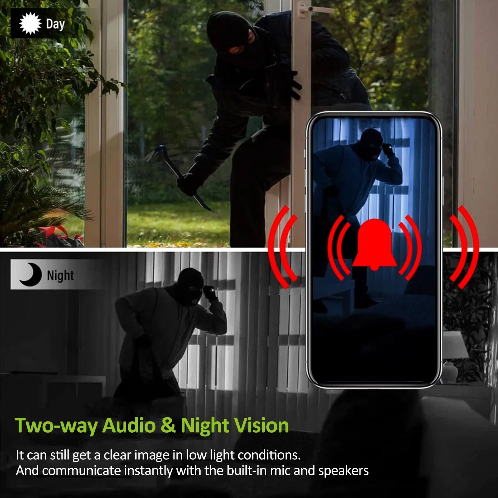 with Vision, 1080P and Motion Nebublu Smart Waterproof Secure , Keep Cameras Color Detection, Safe Home Your IP65 Night