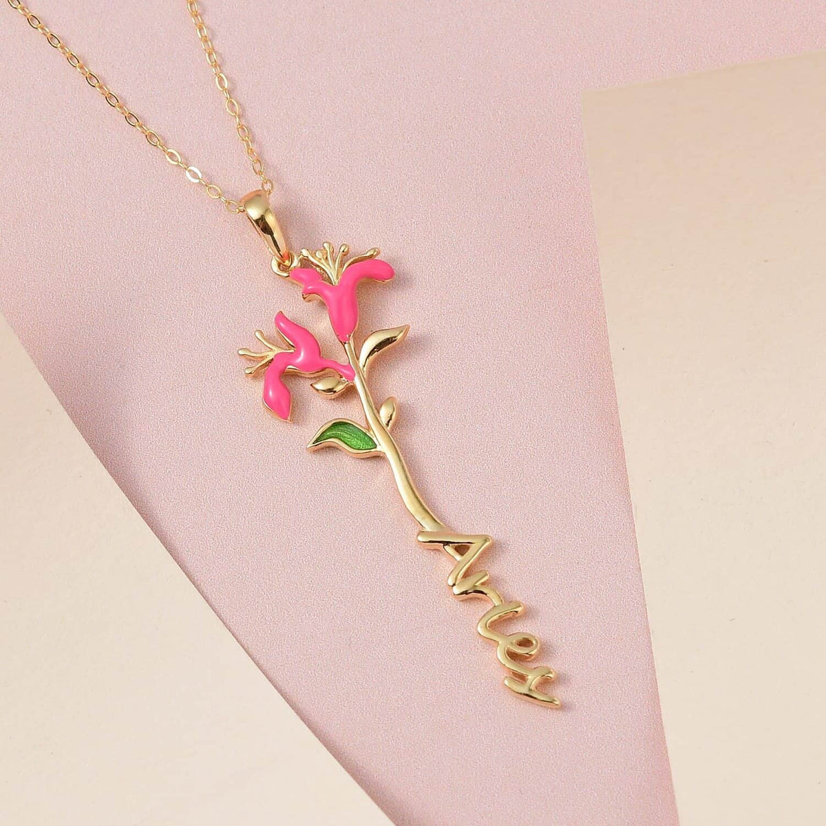 for Women Women Aries Honeysuckle Necklace Enameled 16-18" Pendant Gifts Jewelry Shop 925 Yellow Gold LC 14K Zodiac Birth for Green Women Size Sterling Gifts for Pink Plated Birthday Silver