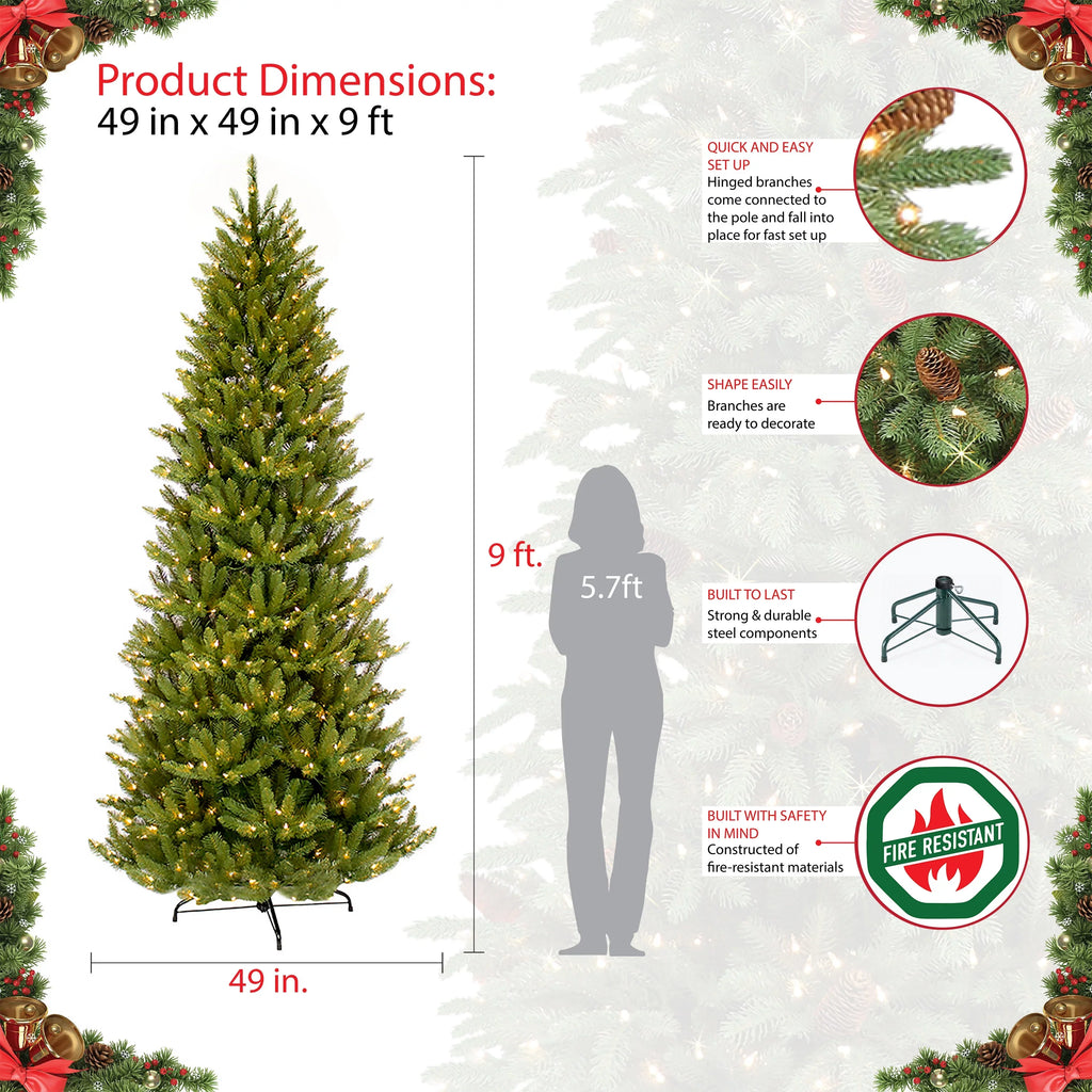 ft. Fir 800 Tree Christmas 9 Slim Artificial Pre-lit Lights Fraser UL Clear listed
