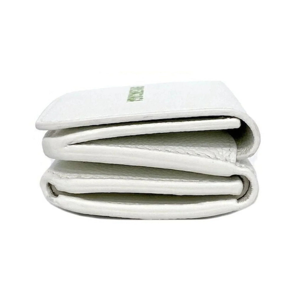 593813 Leather Logo Everyday Wallet Mini Trifold Balenciaga White
