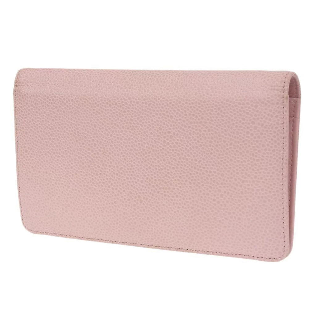 logo wallet here 16 Pre-Owned pink A48651 (Good) series long skin bi-fold Chanel caviar mark CHANEL