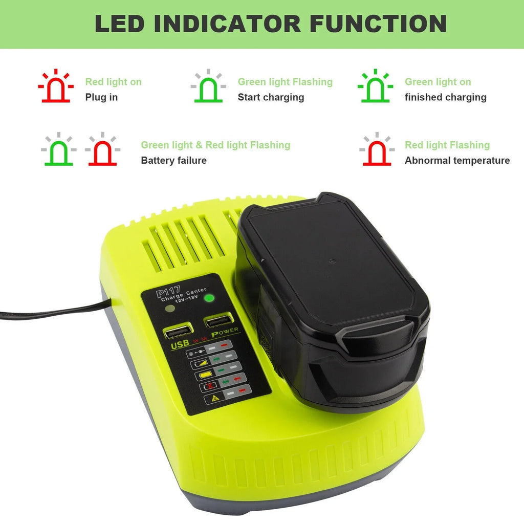 P117 P106 US 18Volt Charger For High 18V Lithium-Ion Capacity Battery P108 RYOBI