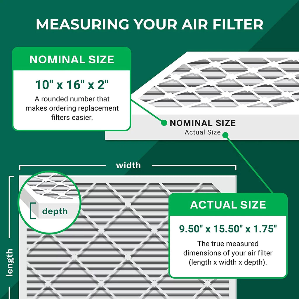 13 Filters 10x16x2 HVAC MERV Pleated Furnace (4-Pack) Filterbuy AC Air
