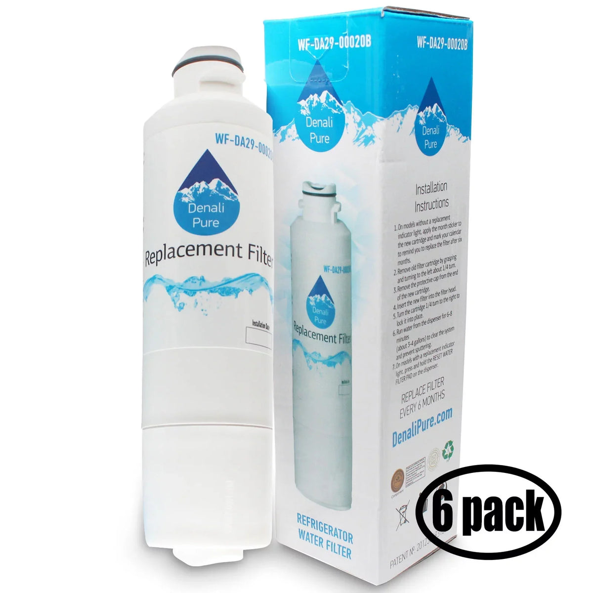 '- with Filter Compatible RF4289HARS Refrigerator Compatible Cartridge DA29-00020A, with Fridge Water Water 6-Pack Filter DA29-00020B, Samsung Samsung HAF-CIN