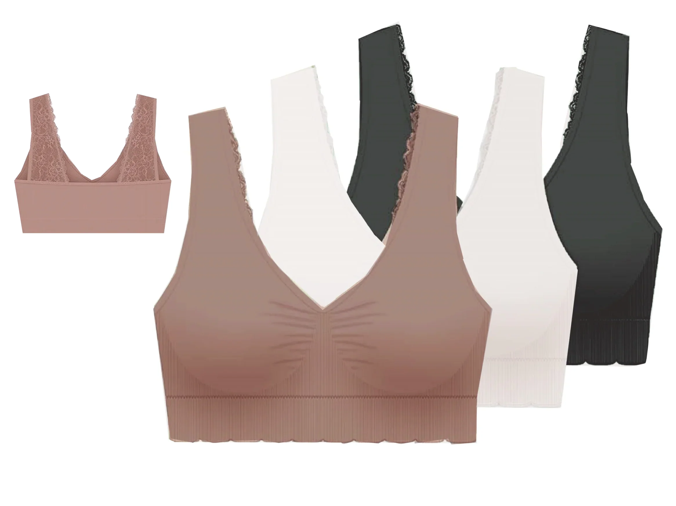 Lace Comfort Seamless Bras - 2X - 40C/D Back 38D/DD Burke Straps Thru Pads-3-Pack Padded Fits Removable with Delta and