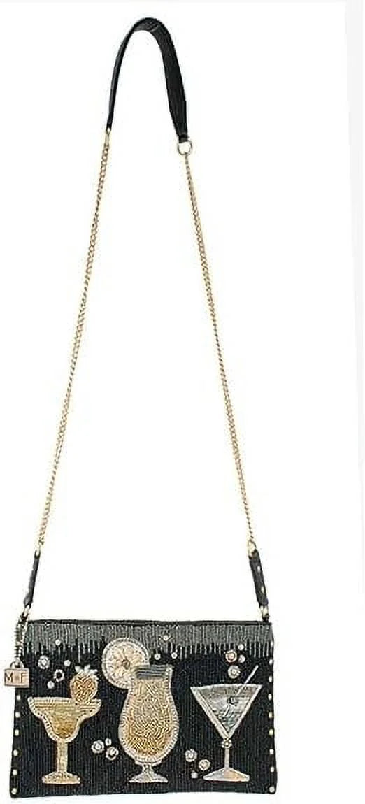 Black Cocktails Round Frances Crossbody Handbag, Clutch Mary Another