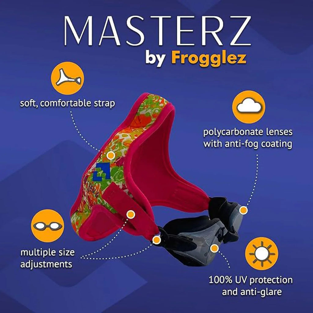 Masterz Frogglez Goggles - for Adults Teens Black Swim &
