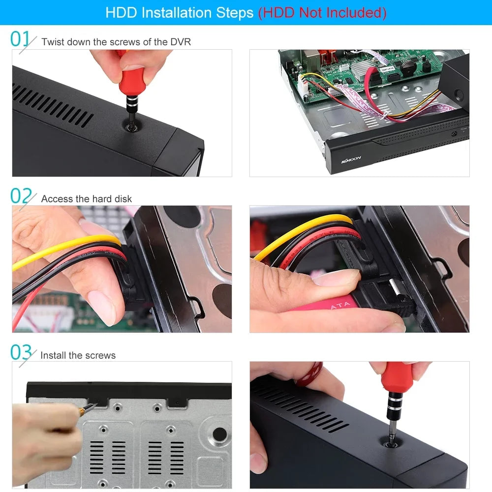 DVR HDD) kit Definition Video DVR office P2P 1080P Monitoring Camera (NO Digital Recorder High Full System KKmoon for Home AHD/Analog/TVI/CVI/ Phone CCTV 4CH Remote Plug