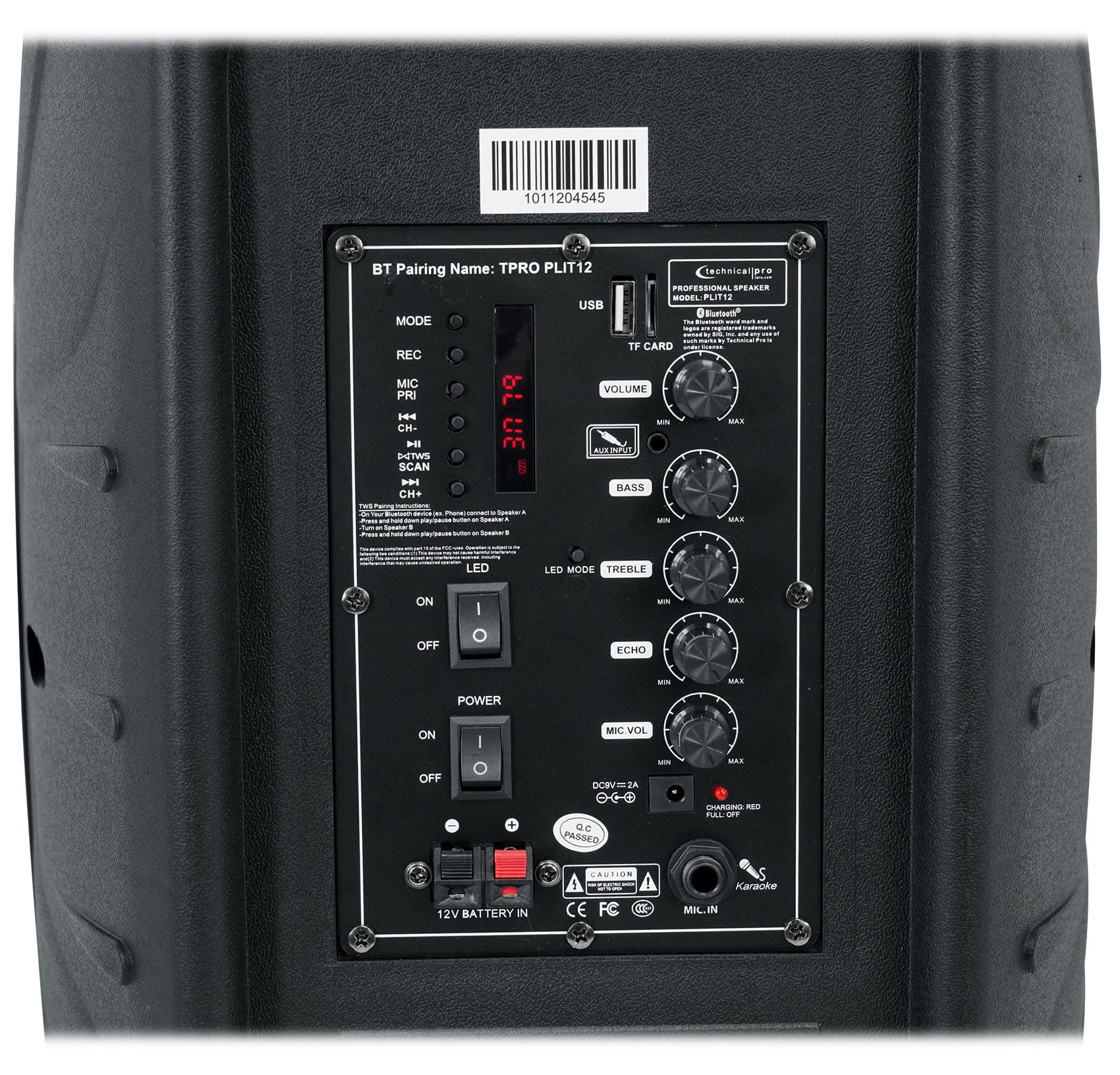 Party PLIT12 Pro Link+Stands Speakers+Wireless LED Bluetooth (2) 12" Technical