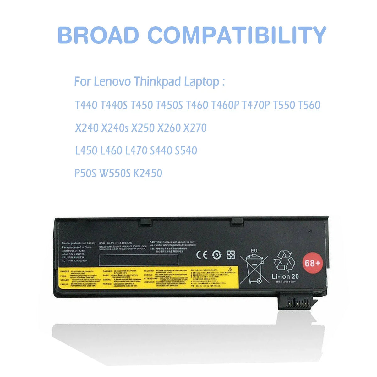 T460P Lenovo X250 T460 L450 Laptop Notebook L460 X270 0C52862 T470P 68+ 48Wh 45N1128 S540 T560 S440 Battery K2450 W550S T450 X240 X260 L470 X240s T440 T550 For T450S Thinkpad 0C52861 T440S P50S