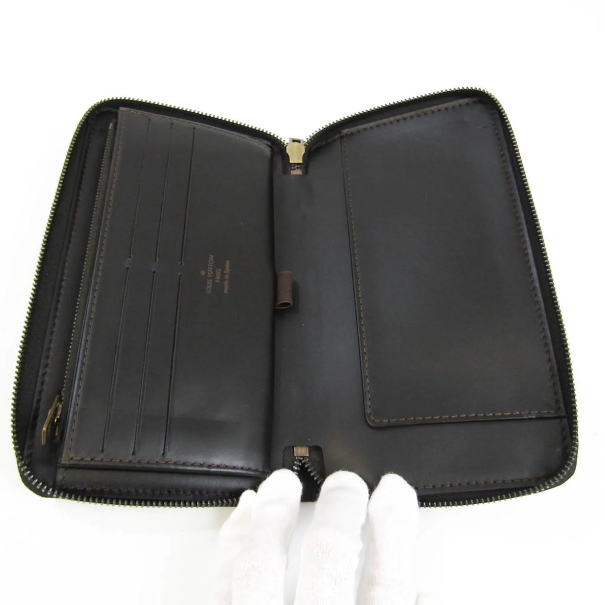 Wallet Men's Organizer Zippy M97025 (bi-fold) Utah Leather (Good) Long Vuitton Louis Pre-Owned Coffee Utah
