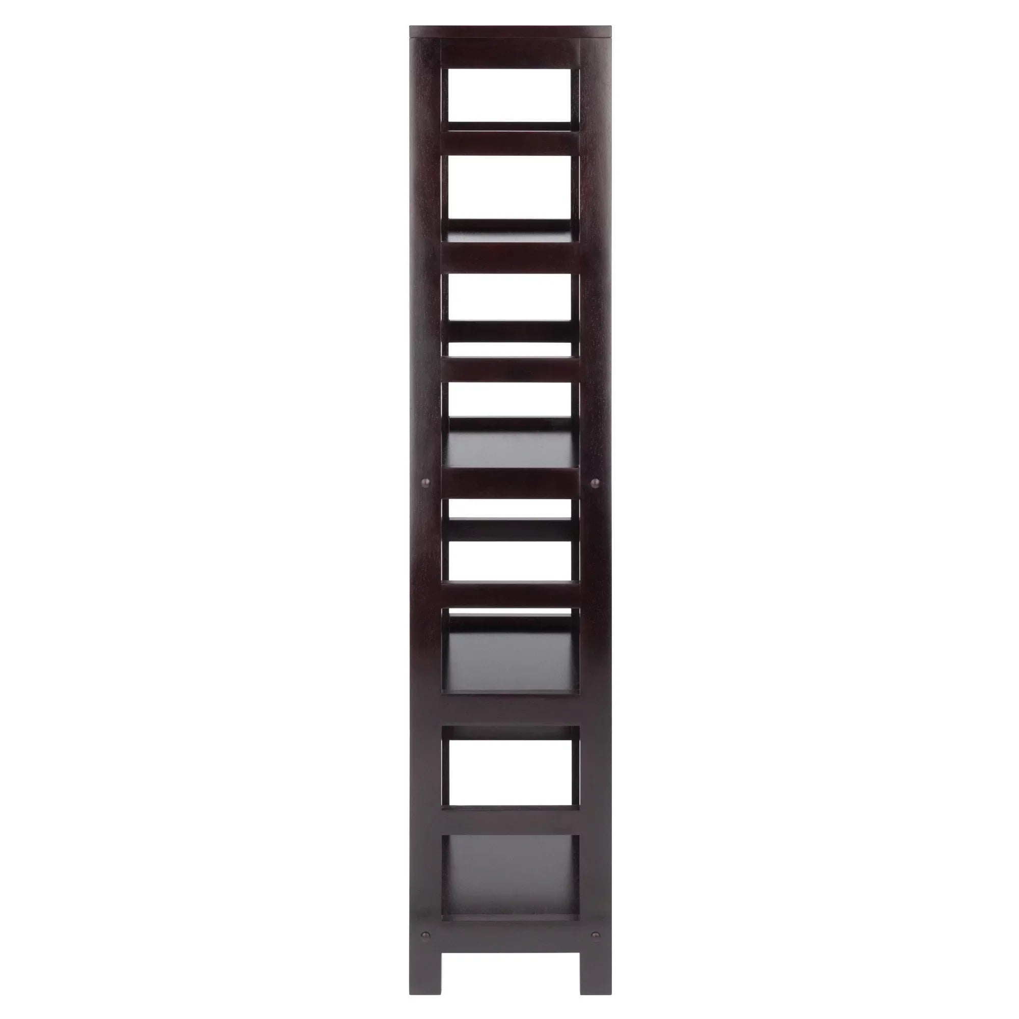 & Espresso Narrow Capri Finish Foldable Set, Wood Black Shelf 5-Pc 4 Fabric Winsome Baskets,